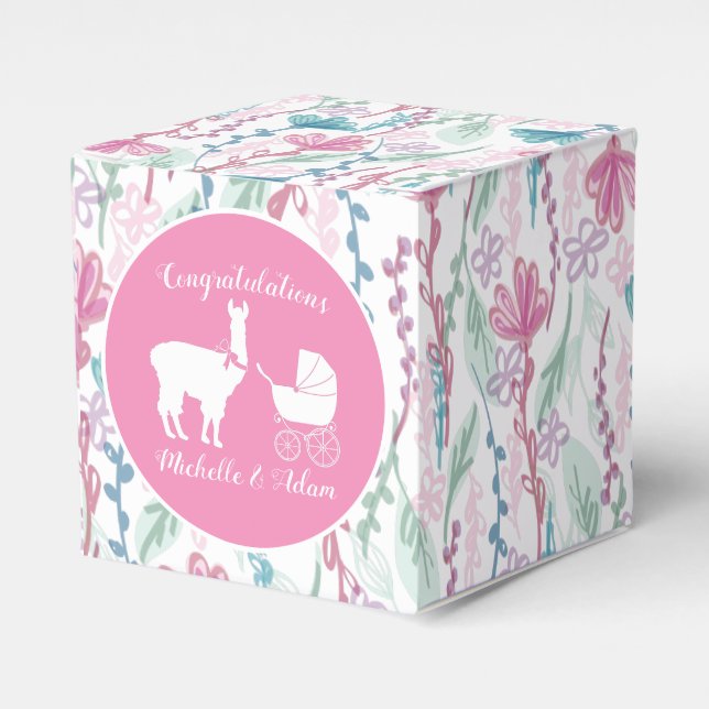 Ballotins Llama Baby shower fille rose (Verso)