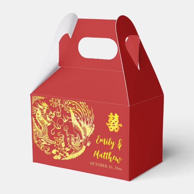 Ballotins Logo traditionnel chinois Dragon Phoenix mariage (Verso)