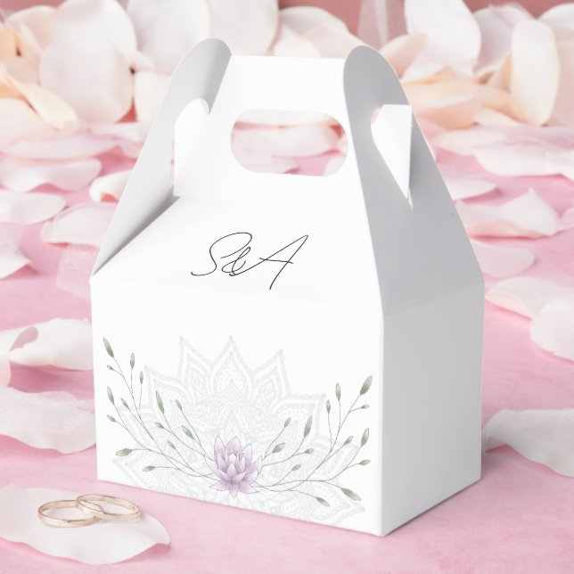 Ballotins Lotus simple feuille et rose avec Mariage Mandala (Mariage)