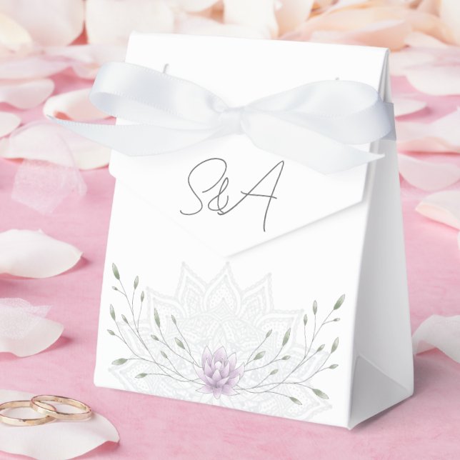 Ballotins Lotus simple feuille et rose avec Mariage Mandala (Mariage)