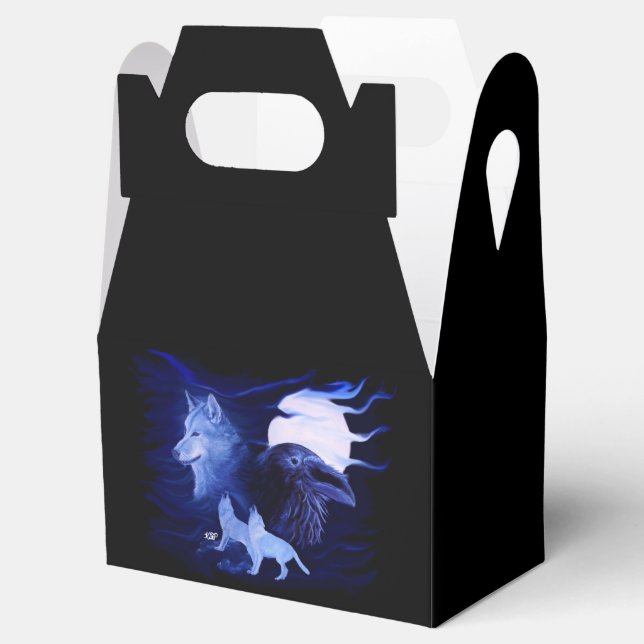 Ballotins Loup et corbeau avec pleine lune (Ouvert)