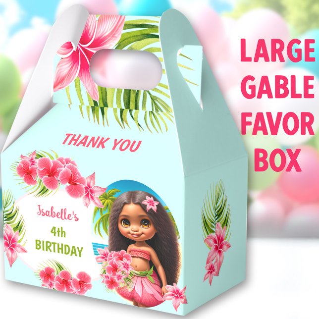 Ballotins Luau Eté Anniversaire Tropical Beach Girl Grand (Luau Tropical Large Gable Favor Boxes - You can choose from 3 sizes of these gable favor boxes)