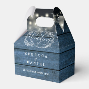 Ballotins Lumières de chaîne en bois rustique bleu mariage f