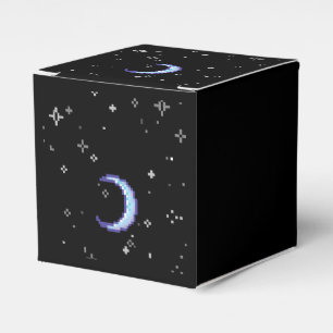 Ballotins Lune Croissant Bleu Avec Étoiles Pixel Art