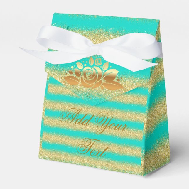 Ballotins Luxueux Turquoise Doré Pailleté Monogrammé Populai (Verso)