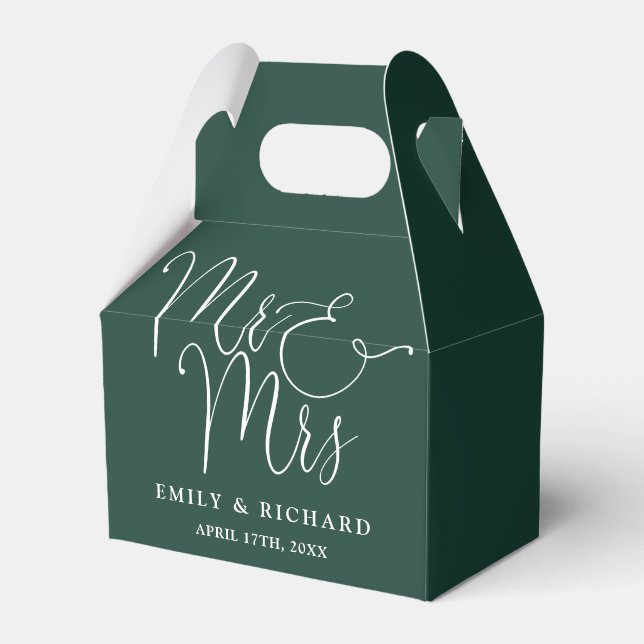 Ballotins M. Et Mme Elegant Script Emerald Green Mariage (Verso)