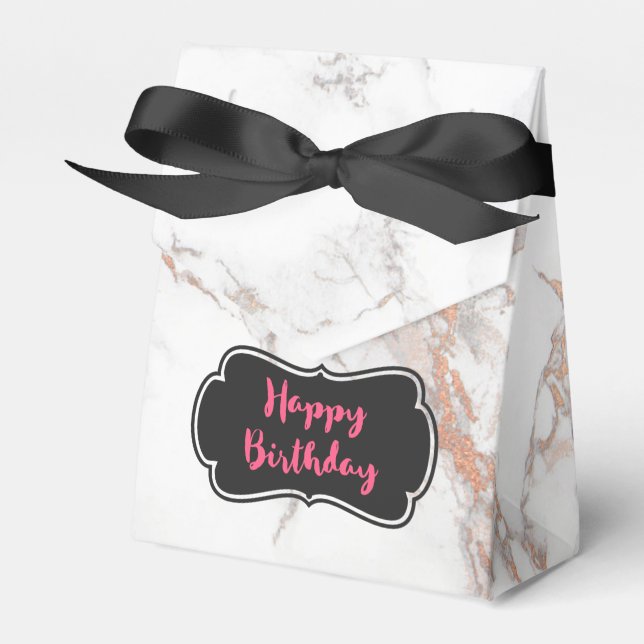 Ballotins Marbre blanc Texture Joyeux anniversaire (Verso)