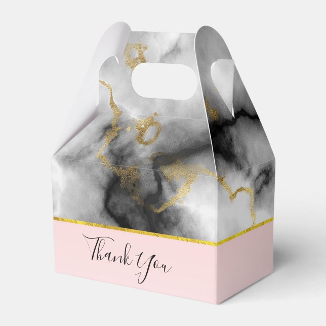 Ballotins Marbre gris lisse moderne avec Mariage à ruban or (Verso)