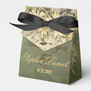 Ballotins Marguerites D'Or Avec Sage Wedding Favor Box
