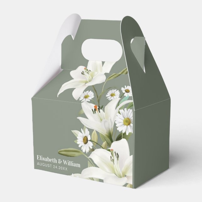 Ballotins Marguerites Et Lys Blancs Vert Arrière - plan Fa (Verso)