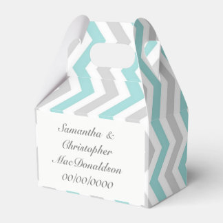 Ballotins Mariage à chevron gris et blanc Aqua