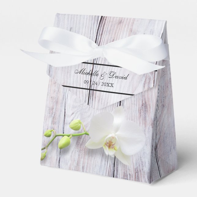 Ballotins Mariage Arrière - plan blanc orchidée en bois (Verso)