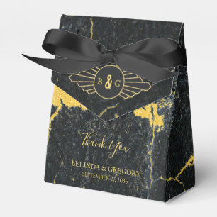 Ballotins Mariage Art déco en marbre d'or noir