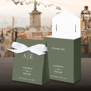 Ballotins Mariage au vert olive Monogramme