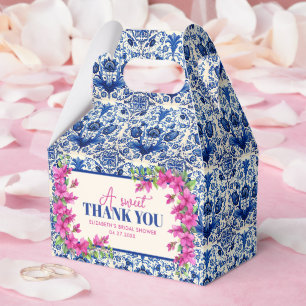 Ballotins Mariage avec Carrelage Bleu et Bougainvillée Rose