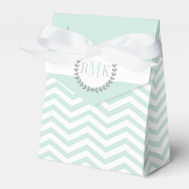 Ballotins Mariage avec motif chevron zigzag vert menthe et b (Verso)