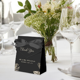 Ballotins Mariage botanique simple Black and Gold Elegant