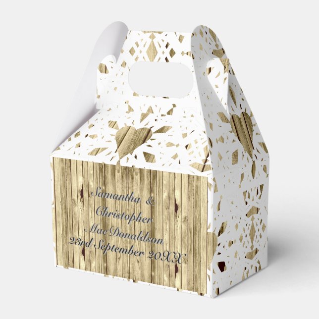 Ballotins Mariage campagnard de coeur en bois rustique et de (Verso)