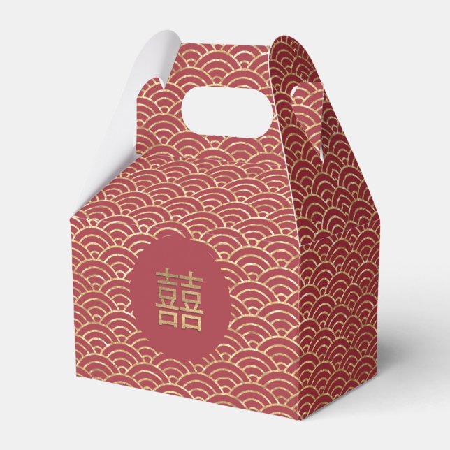 Ballotins Mariage chinois double bonheur Gold Red Gable (Verso)