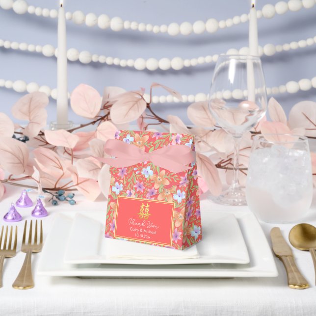 Ballotins Mariage chinois rouge pastel motif (Mariage)