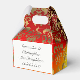 Ballotins Mariage damassé orange jaune et or