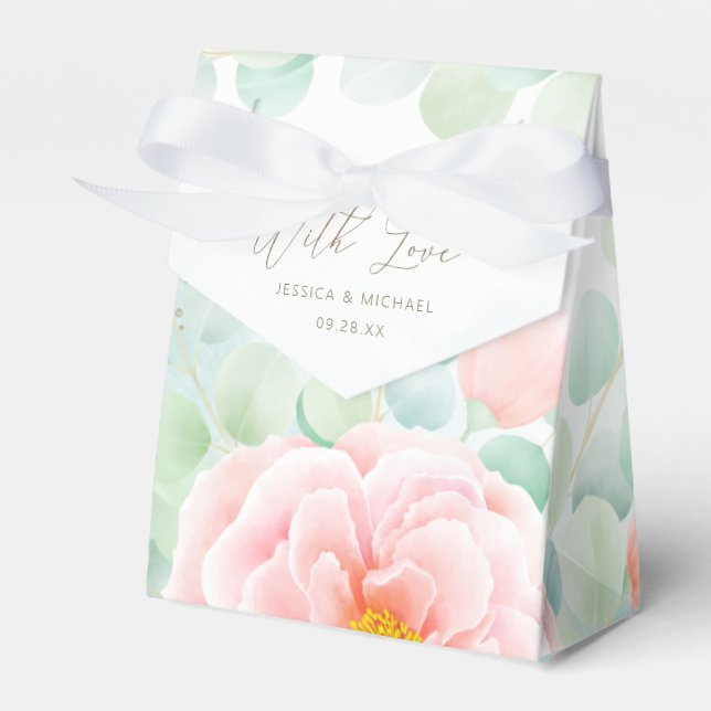 Ballotins Mariage d'aquarelle Eucalyptus rose Peony (Verso)