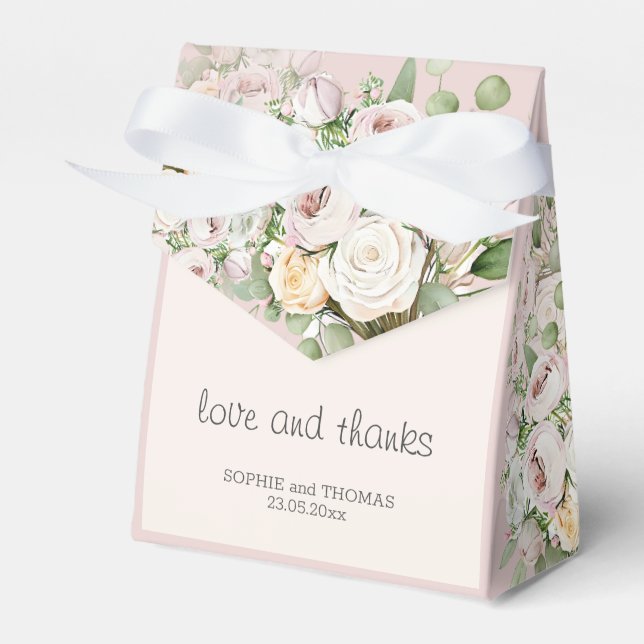 Ballotins Mariage d'aquarelle fleurie rose duveteuse (Verso)