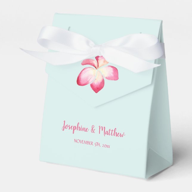 Ballotins Mariage d'aquarelle rose de la Plumeria tropicale (Verso)