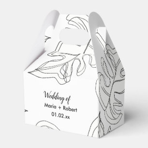 Ballotins Mariage d'art en ligne double Monstera dessiné à l