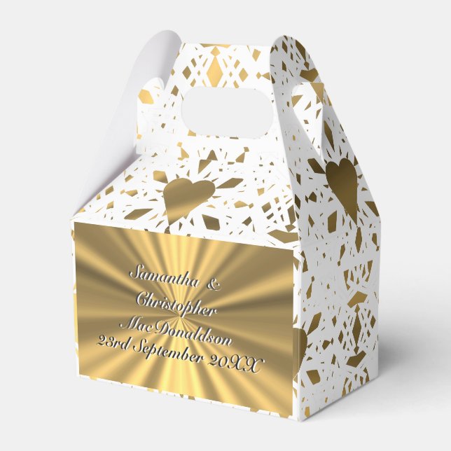 Ballotins Mariage de coeur en dentelle or et blanc (Verso)