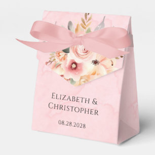 Ballotins Mariage de fleurs rose et or chic