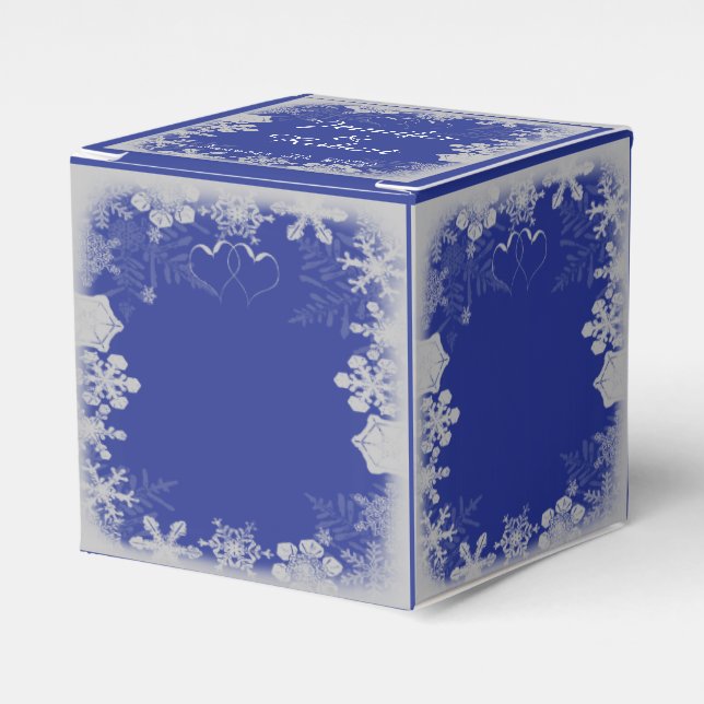 Ballotins Mariage de flocons de neige bleu et argent (Verso)