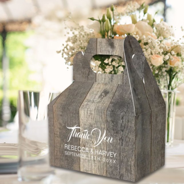 Ballotins mariage de la grange à grains de bois rustique de  (rustic western country woodgrain barn wedding favor boxes)