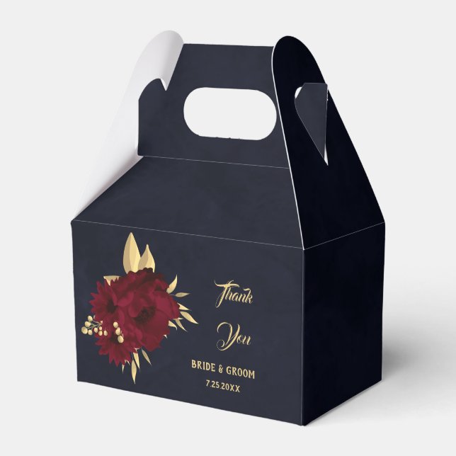 Ballotins Mariage de marine chic bordeaux et or (Verso)