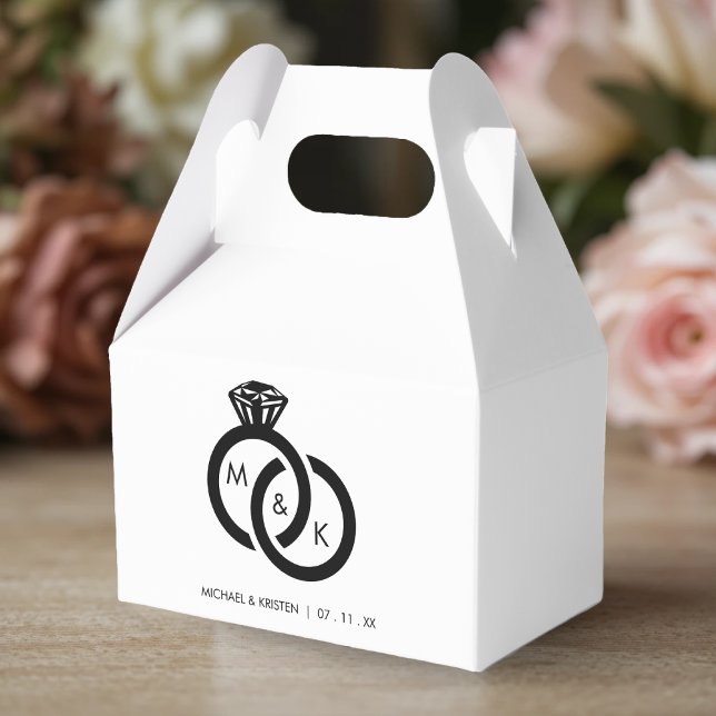Ballotins Mariage de monogramme à anneau de diamant (Diamond Ring Couple Monogram Wedding Favor Boxes
)
