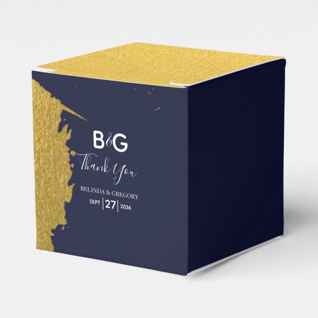 Ballotins Mariage de Monogramme bleu de la Marine Faux Gold (Verso)