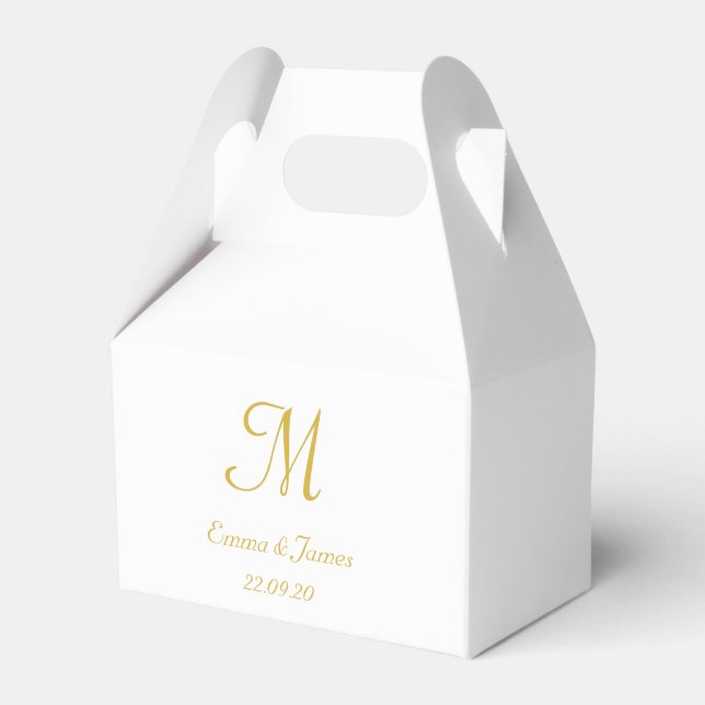Ballotins Mariage de monogramme simple or et blanc (Verso)