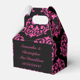 Ballotins Mariage de motif damassé rose et noir gothique