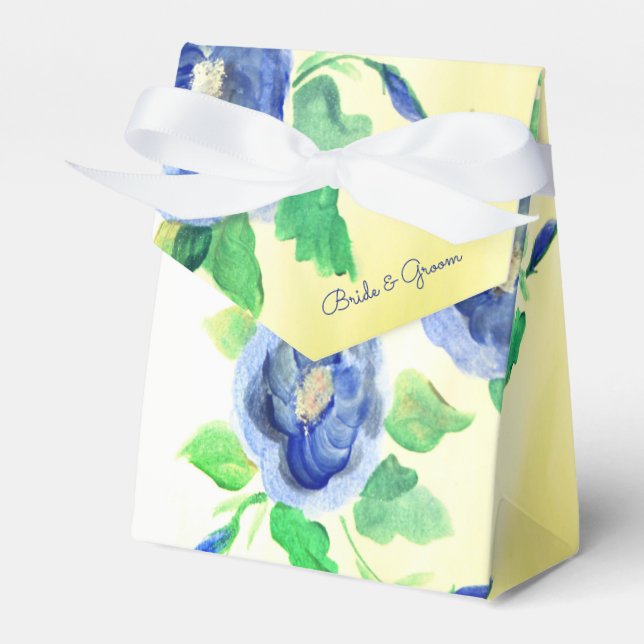 Ballotins Mariage de Rose d'aquarelle bleu Tent Style (Verso)
