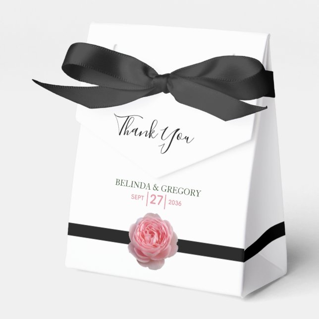 Ballotins Mariage de ruban noir rose (Verso)