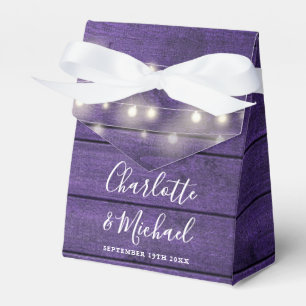 Ballotins Mariage de script de chaîne de bois rustique viole