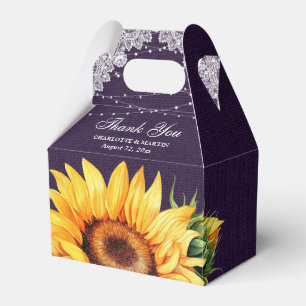 Ballotins Mariage de tournesol violet Burlap