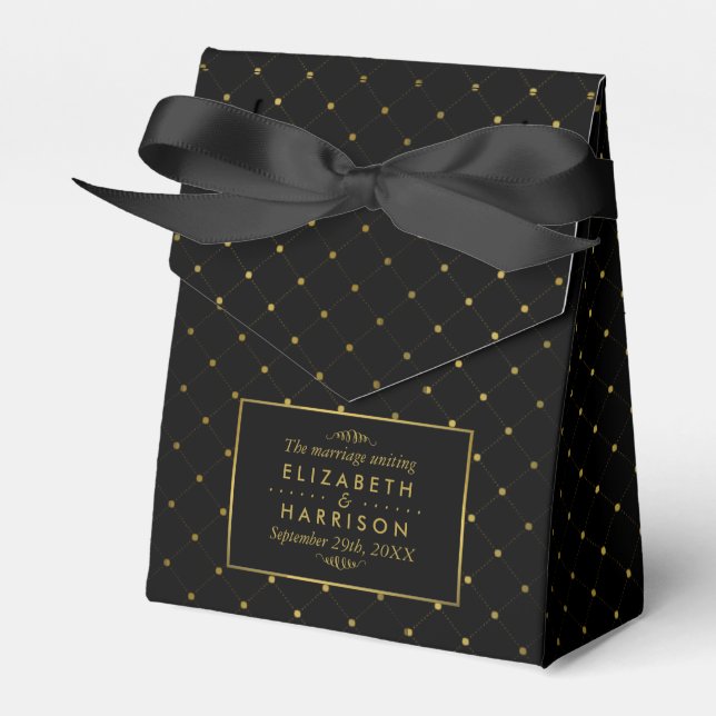 Ballotins Mariage d'effet Black & Gold moderne (Verso)