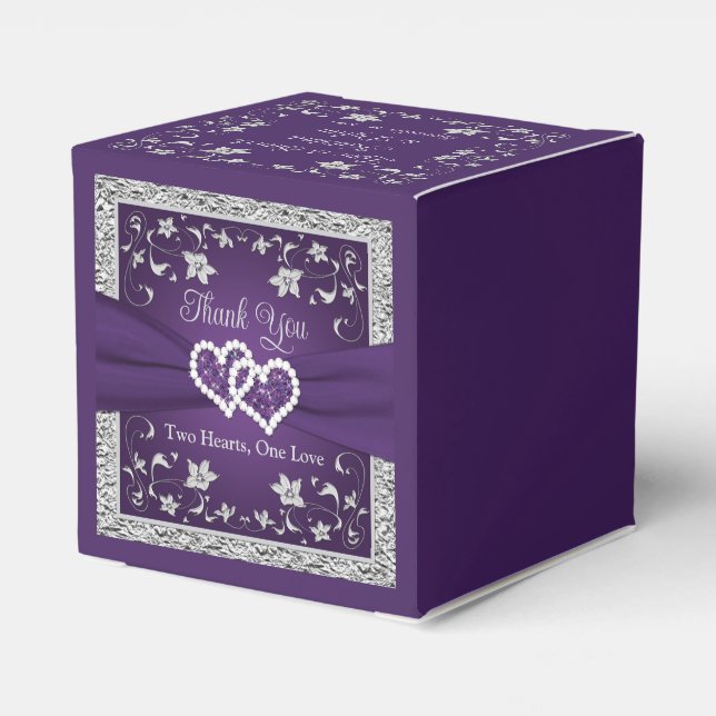Ballotins Mariage des Coeurs d'Amour Violet Gris (Arrière)
