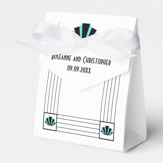 Ballotins Mariage design Art déco bleu (Verso)