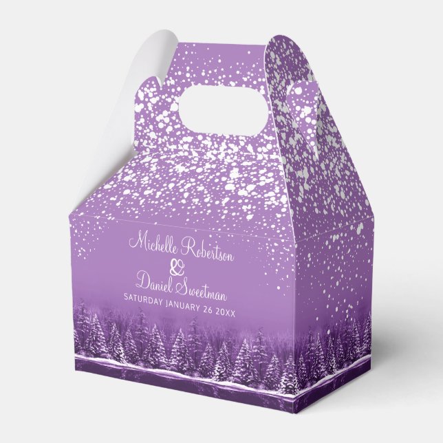 Ballotins Mariage d'hiver pins lac violet art (Verso)