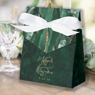 Ballotins Mariage Écriture Or Agate Vert Émeraude