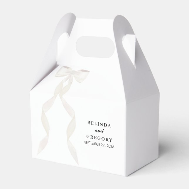 Ballotins Mariage élégant au ruban blanc à la bow (Verso)