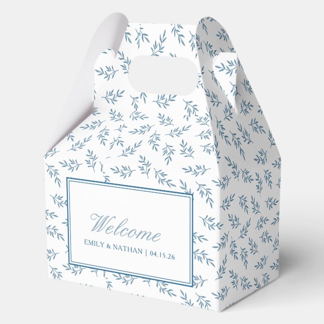 Ballotins Mariage élégant bleu Accueil personnalisé Invité (Recto)