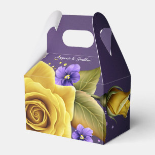 Ballotins Mariage élégant de roses jaunes et violettes viole